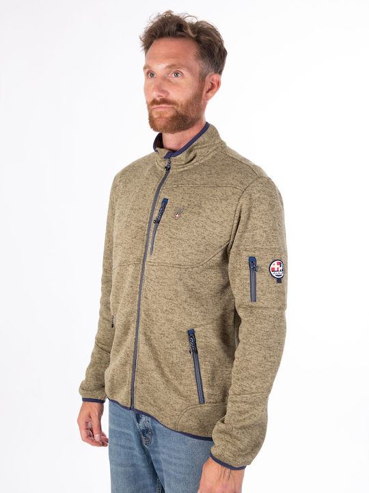 Men's Fleece Cardigan Khaki