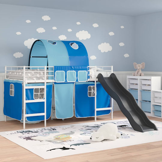 Pat pentru Copii Loft Bed Single Alb pentru Saltea 90x190cm