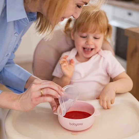 Babyono Детска Купа за Хранене от Силикон Розов