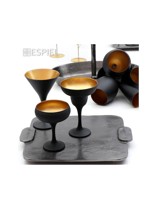 Espiel Martini Set of Glasses Cocktail/Drinking / White Wine made of Glass in Black Color Stemmed 250ml 6pcs