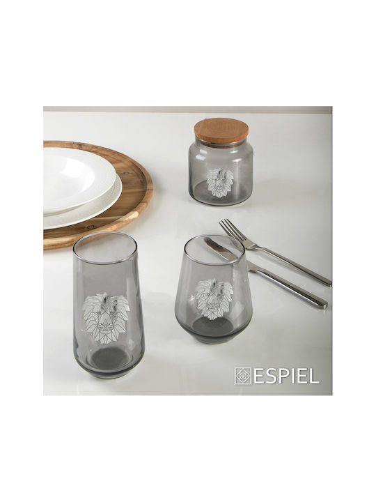 Espiel Jungle Lion Set Gläser Wasser aus Metall in Silber Farbe 470ml 6Stück