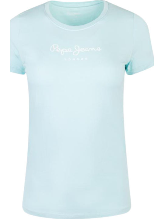 'new Virginia' Women's Summer Blouse Cotton Short Sleeve Light Blue