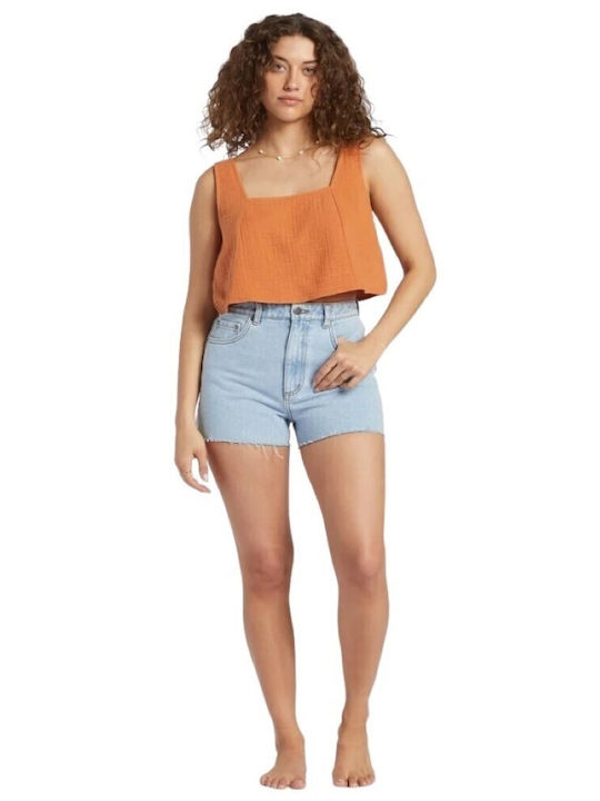 Skies" Γυναικείο Crop Top Βαμβακερό με Τιράντες Πορτοκαλί