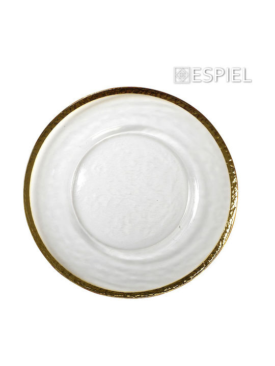 Espiel Präsentation Σουπλα Teller Untiefe Glas Transparent mit Durchmesser 33cm 4Stück