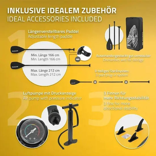 ECD Germany Makani Inflatable SUP Board with Length 3.2m Yellow