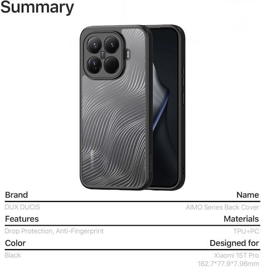 Dux Ducis Aimo Series Back Cover Plastic / Silicone Black (Xiaomi 15T Pro)