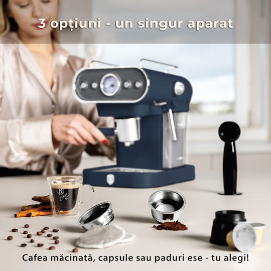 Berlinger Haus Μηχανή Espresso 950W Πίεσης 20bar Μπλε BH-9858