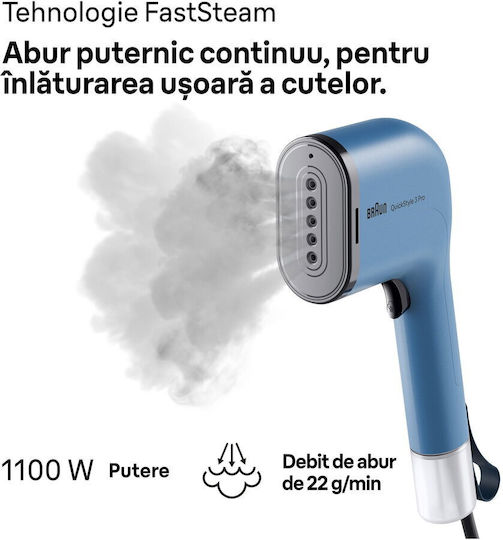 Braun Garment Steamer Hand 1100W with Tank 120ml Blue