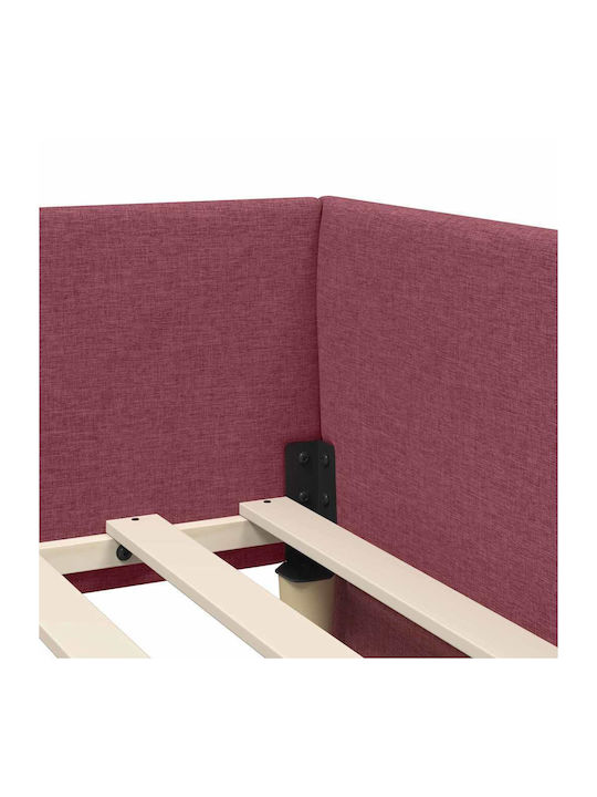 Pat Single Tapițat cu Material Gri cu Plăci pentru Saltea 100x200cm
