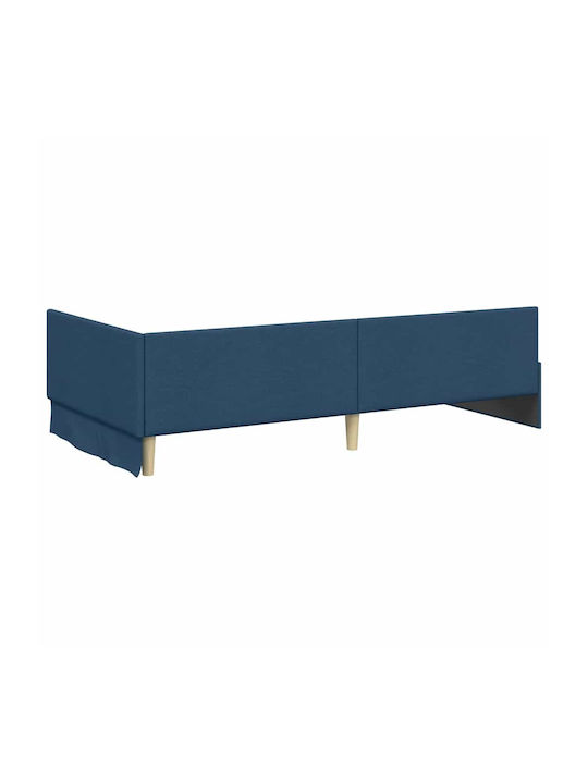 vidaXL Einzelbett Mit Stoff Blau Mit Lattenrost Für Matratze 90x190cm