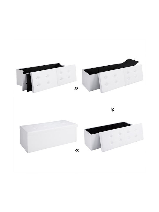 Suport Pentru Picioare Cu Spațiu De Depozitare Din Lemn Alb 80x40x40cm
