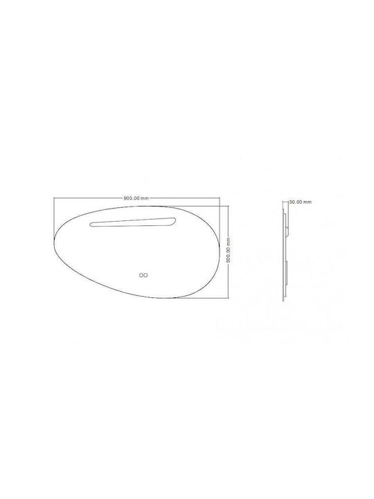 Inter Ceramic Oval Oglindă de Baie Lumini LED Atingere 90x90cm