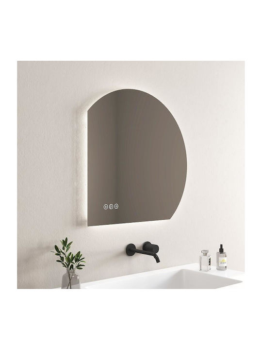 Inter Ceramic Juliet Semicircular Oglindă de Baie Lumini LED Atingere 80x80cm Argintiu