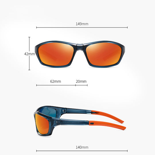 Techsuit Γυαλιά Ποδηλασίας 24101 με Μπλε Σκελετό και Polarized / Σκούρους Φακούς
