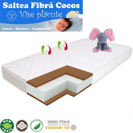Smartic Ortopedic Saltea Pentru Patut cu Nucă de cocos & Latex 60cmx120cmx10cm