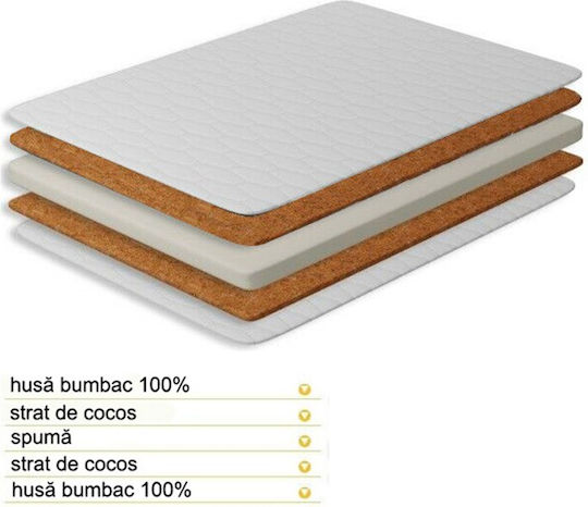 Smartic Ortopedic Saltea Pentru Patut cu Nucă de cocos & Latex 60cmx120cmx8cm