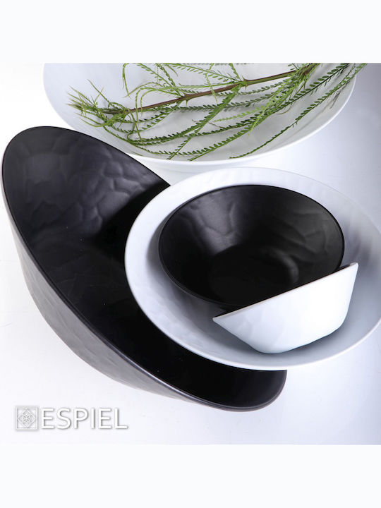 Espiel Wavy Matte Melamine Salad Bowl Black 27x27cm