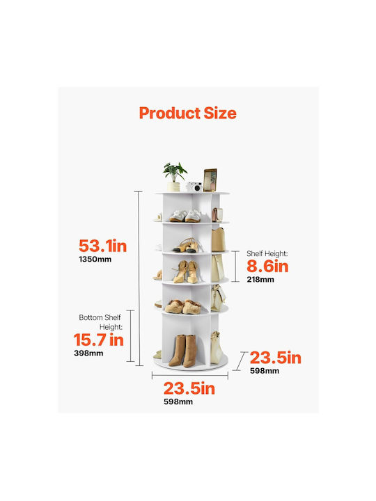 Plastic Shoe Organizer 59.8x59.8x135cm