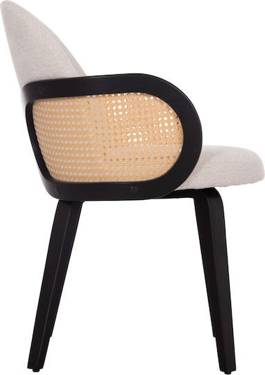 Becker Dining Room Fabric Armchair Black-ecru 54x62x79cm