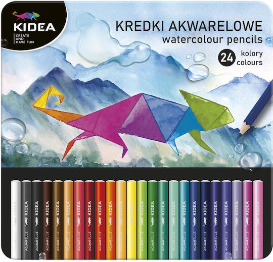 Set 24 Watercolor Pencils In A Metal Box Kidea Kamp24ka