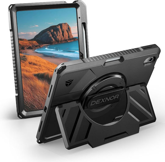 Dexnor Back Cover Περιστρεφόμενη Ανθεκτική Μαύρη (iPad 11" 2025, iPad 10.9" 2022)