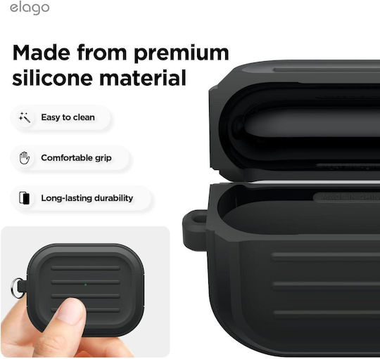 Elago Armor Hang Case Θήκη Σιλικόνης σε Μαύρο χρώμα για Apple AirPods Pro 3