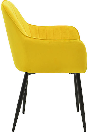 Noor Dining Room Velvet Chair Yellow 58x58x86cm 2pcs
