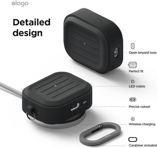 Elago Armor Hang Case Θήκη Σιλικόνης σε Μαύρο χρώμα για Apple AirPods Pro 3