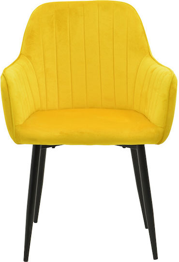Noor Dining Room Velvet Chair Yellow 58x58x86cm 2pcs