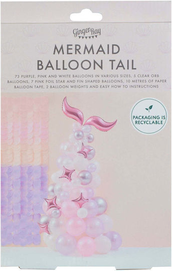 Composition with 80 Balloons Foil Pink 25.4cm