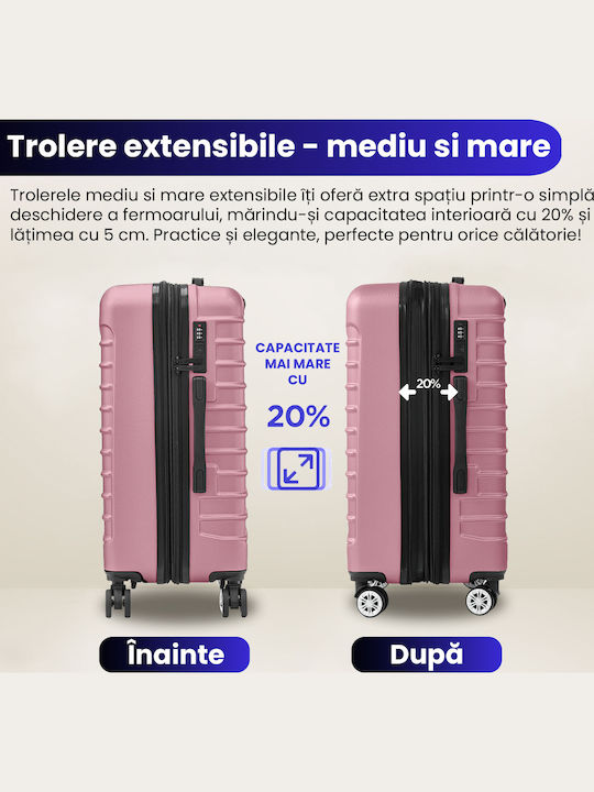 Quasar Valize de Călătorie Dure Powder Pink cu 4 roți Set 4buc