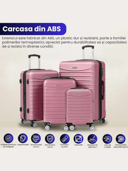Quasar Valize de Călătorie Dure Powder Pink cu 4 roți Set 4buc