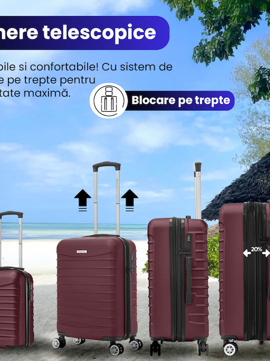 Quasar Valize de Călătorie Dure Burgundia cu 4 roți Set 4buc