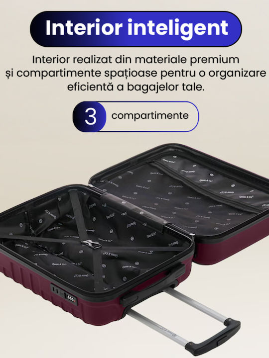 Quasar Valize de Călătorie Dure Burgundia cu 4 roți Set 4buc