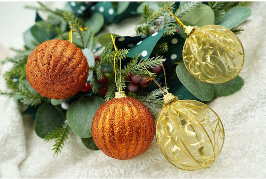 Hanging Ball Ornament Ornament Copper with Glitter Set 12pcs