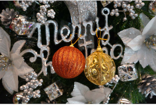 Hanging Ball Ornament Ornament Copper with Glitter Set 12pcs