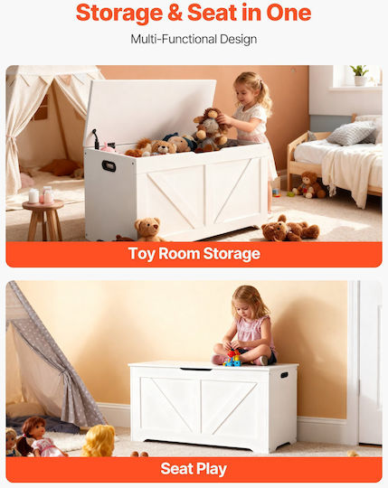 Vevor Children's Storage Box made of Wood White 99x39.5x48cm 1pcs