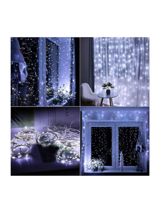 300 Lights LED 3m. x 300cm Cold White USB type Curtain 10pcs