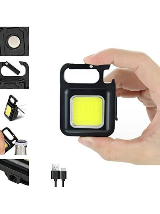 Mini Rechargeable COB Flashlight Keychain Waterproof Portable 400 Lumens