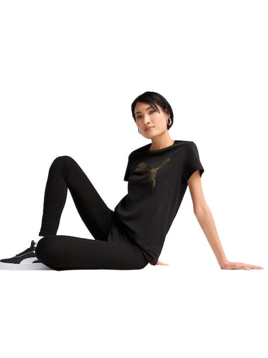 Women's Athletic T-shirt Black, Metallic Silver