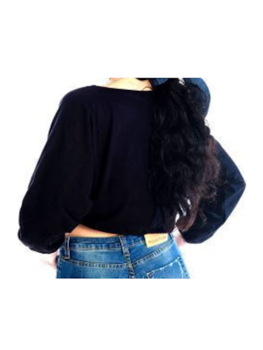 Women's Crop Top Cotton Long Sleeve Black