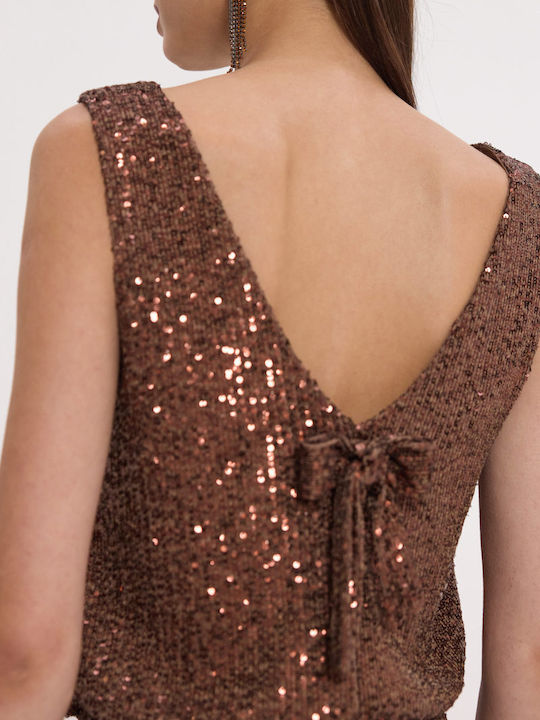 Women's Blouse Sleeveless Brown