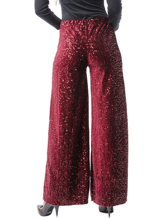 Pantaloni Largi Bordo Catifea Paiete