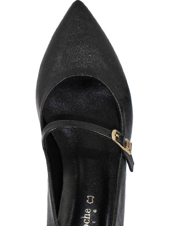 Lederne Damen Ballerinas in Schwarz Farbe