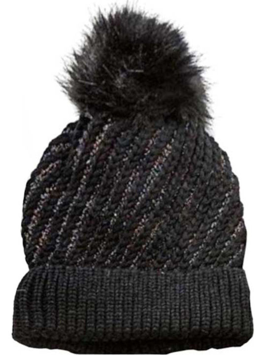 Set with Beanie Knitted in Black color