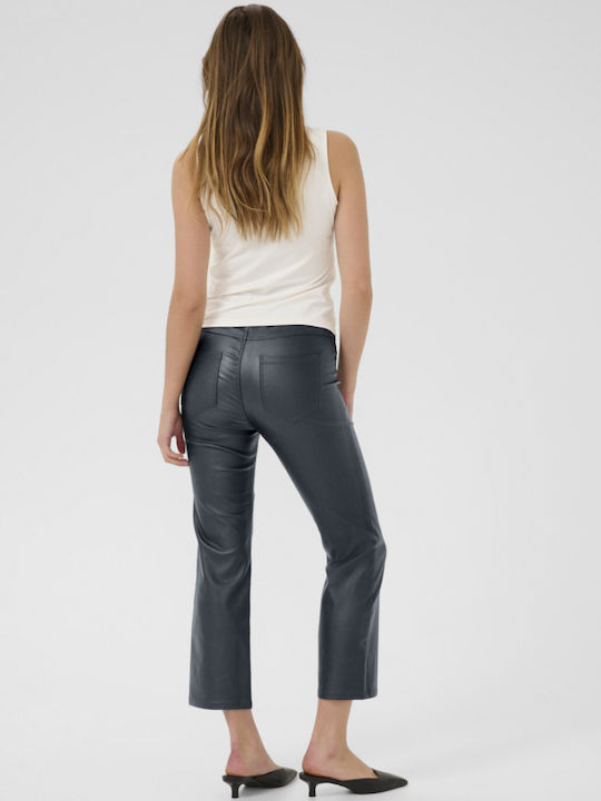Damen Stoff Capri Hose mit Gummizug in Schlanker Passform Grey
