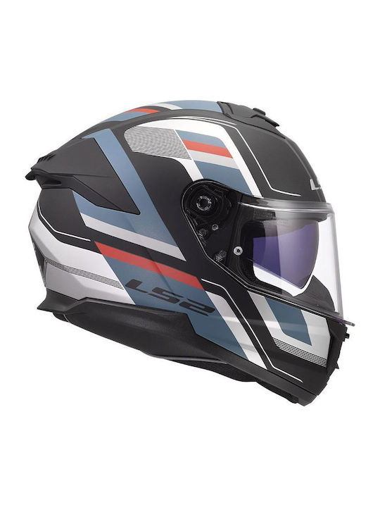LS2 Stream Ii Vintage Mat Black/Grey/Red Motorcycle Helmet Full Face ECE 22.06 1550gr with Sunvisor