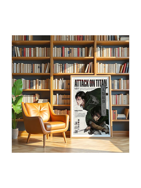 Poster Attack On Titan Levi & Mikasa Ackermann An131 21cm X 30cm Cadru Alb Pvc