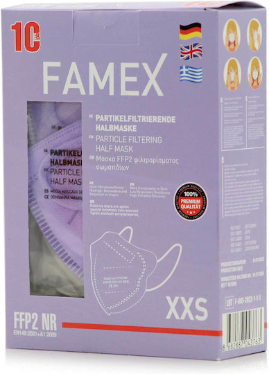 Famex Kids Mask FFP2 NR XXS Protective Mask Purple 1pcs
