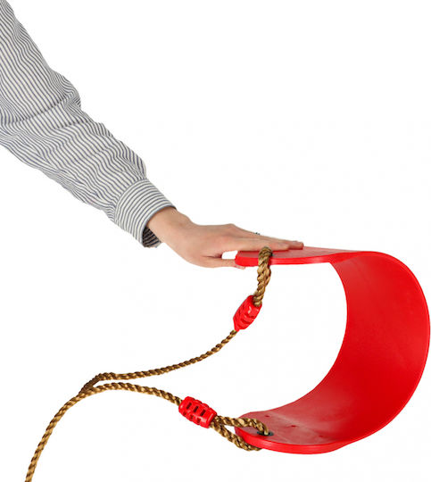 ikonka Hanging Plastic Kids Swing 106x106x106cm for 6+ Years Red
